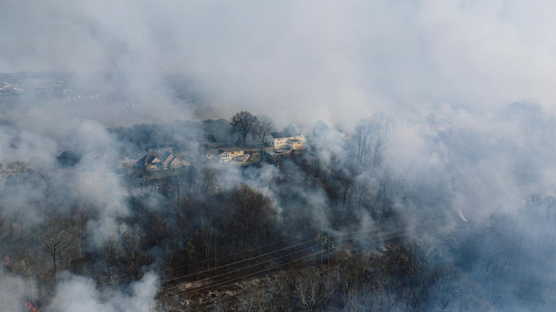 aerial view of smoky forest in rossville georgia
